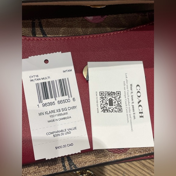 NWT！COACH MINI KLARE CROSSBODY BAG IN SIGNATURE WITH CHERRY PRINT（COACH CY716） - Picture 6 of 11